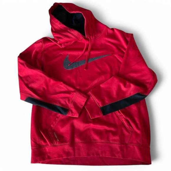 Nike Men’s Large Red & Black Therma-FIT Hoodie - Picture 2 of 8